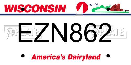 EZN862 Wisconsin License Plate