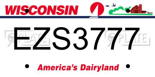 EZS3777 Wisconsin License Plate