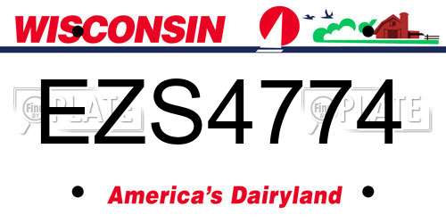 EZS4774 Wisconsin License Plate