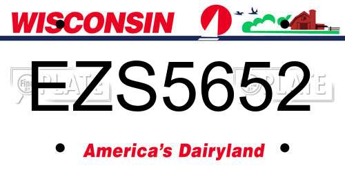 EZS5652 Wisconsin License Plate