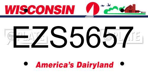 EZS5657 Wisconsin License Plate