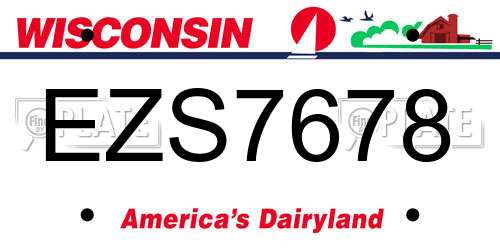 EZS7678 Wisconsin License Plate