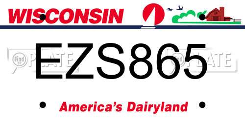 EZS865 Wisconsin License Plate
