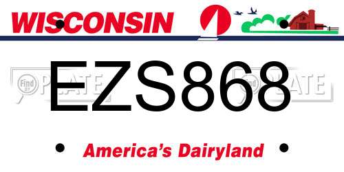 EZS868 Wisconsin License Plate