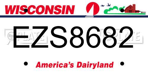 EZS8682 Wisconsin License Plate