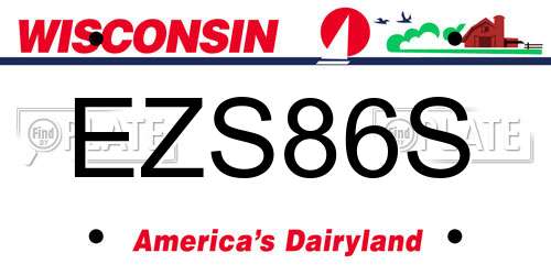 EZS86S Wisconsin License Plate