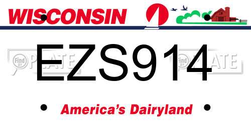 EZS914 Wisconsin License Plate
