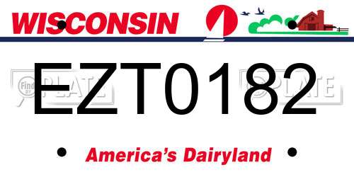 EZT0182 Wisconsin License Plate