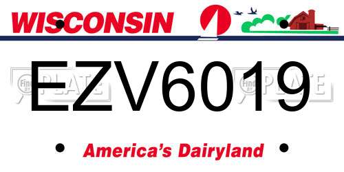 EZV6019 Wisconsin License Plate