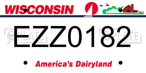 EZZ0182 Wisconsin License Plate