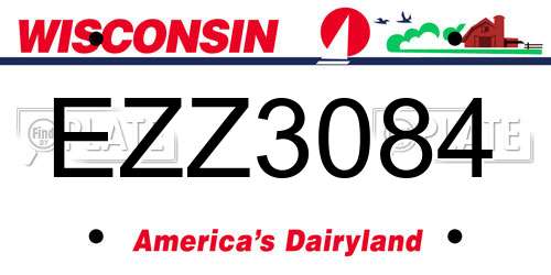EZZ3084 Wisconsin License Plate