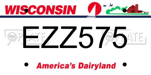 EZZ575 Wisconsin License Plate