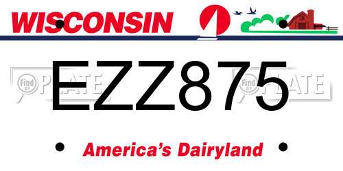 EZZ875 Wisconsin License Plate