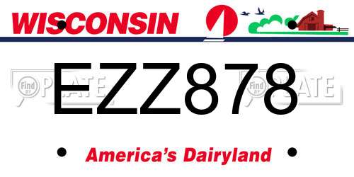 EZZ878 Wisconsin License Plate