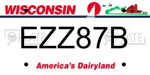 EZZ87B Wisconsin License Plate