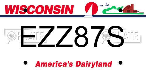 EZZ87S Wisconsin License Plate