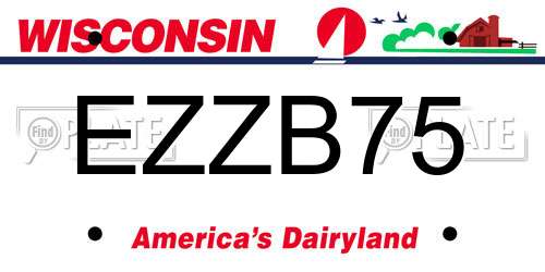 EZZB75 Wisconsin License Plate