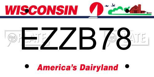 EZZB78 Wisconsin License Plate