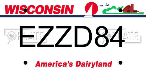 EZZD84 Wisconsin License Plate