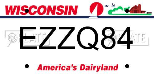 EZZQ84 Wisconsin License Plate