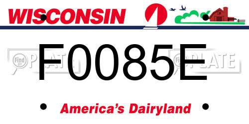 F0085E Wisconsin License Plate