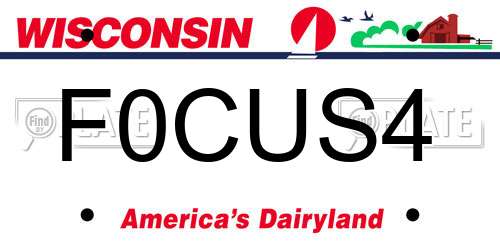 F0CUS4 Wisconsin License Plate