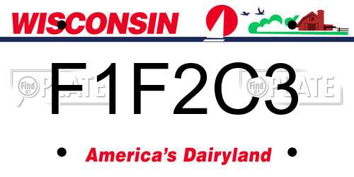 F1F2C3 Wisconsin License Plate