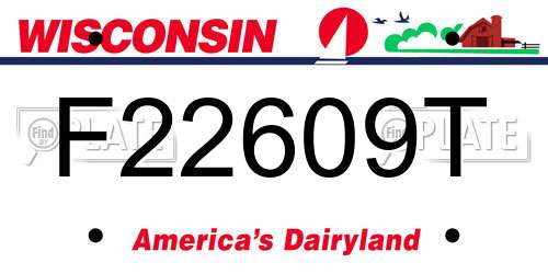 F22609T Wisconsin License Plate