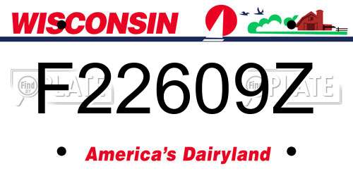 F22609Z Wisconsin License Plate