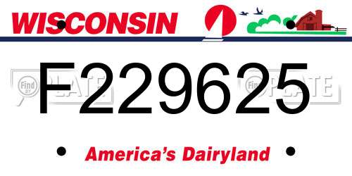 F229625 Wisconsin License Plate