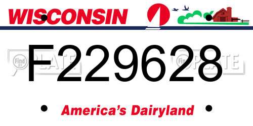 F229628 Wisconsin License Plate