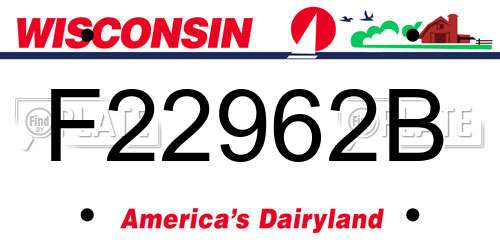 F22962B Wisconsin License Plate