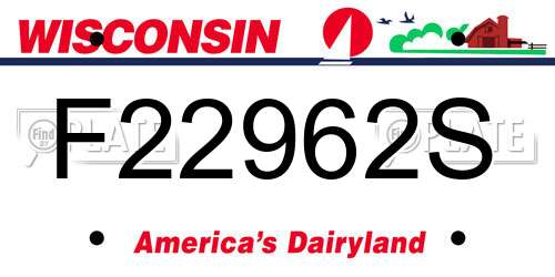 F22962S Wisconsin License Plate