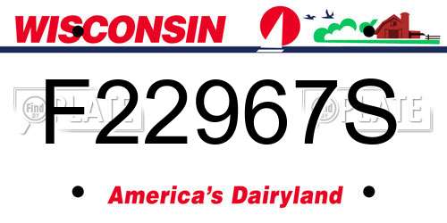 F22967S Wisconsin License Plate