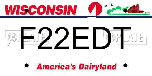 F22EDT Wisconsin License Plate