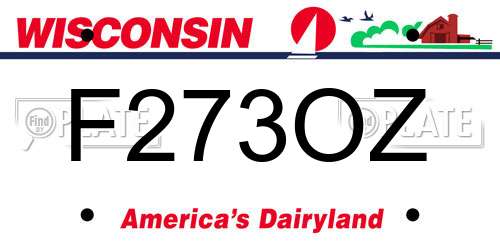 F273OZ Wisconsin License Plate