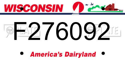 F276092 Wisconsin License Plate