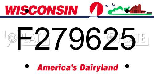 F279625 Wisconsin License Plate