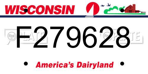 F279628 Wisconsin License Plate