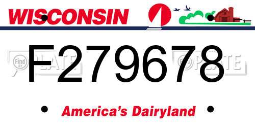 F279678 Wisconsin License Plate