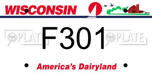 F301 Wisconsin License Plate