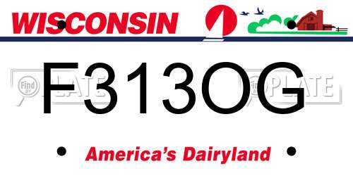 F313OG Wisconsin License Plate