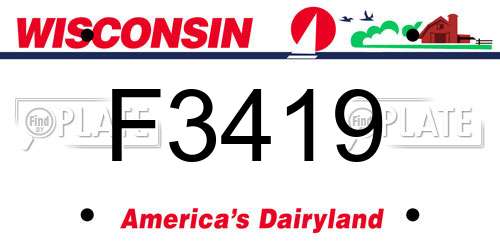 F3419 Wisconsin License Plate