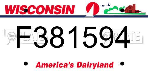 F381594 Wisconsin License Plate