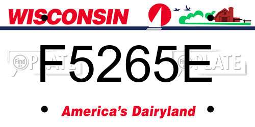 F5265E Wisconsin License Plate