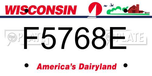 F5768E Wisconsin License Plate