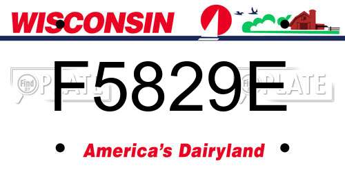 F5829E Wisconsin License Plate