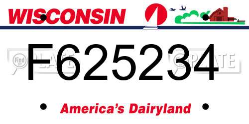 F625234 Wisconsin License Plate