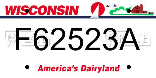 F62523A Wisconsin License Plate