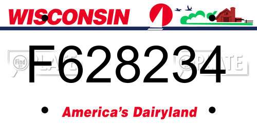 F628234 Wisconsin License Plate
